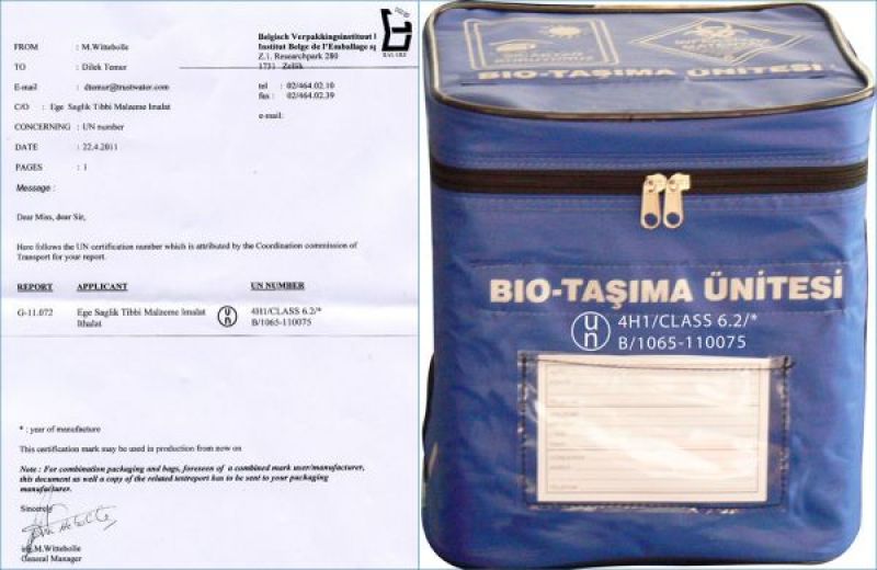 Cold Chain transport culture container with digital indicator (cardboard carrying bag)  (new product)